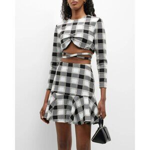 NEW Autumn Adeigbo Beverly Crop Top Black White Plaid Preppy Academia Clueless